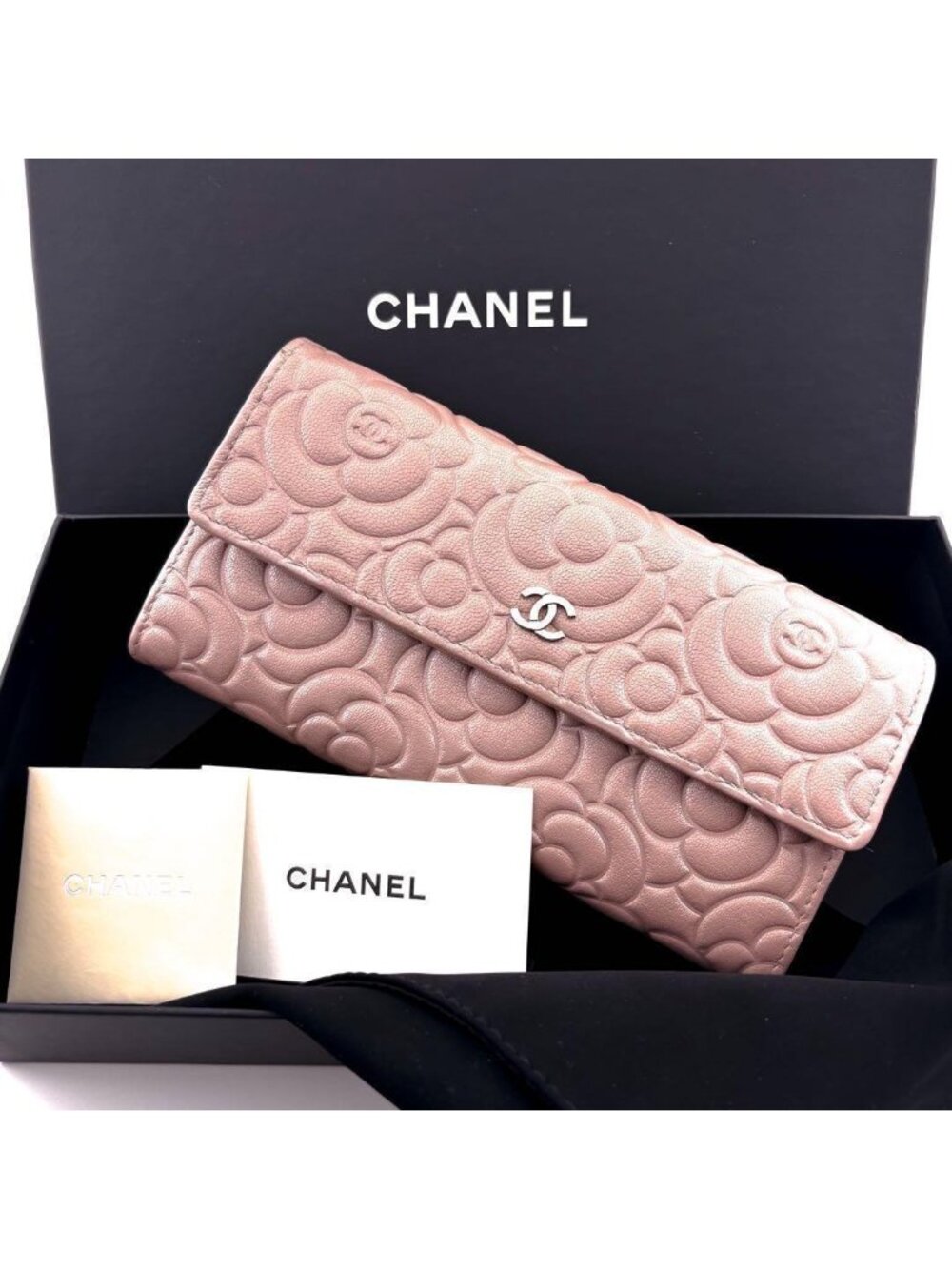 Chanel Wallet Camellia Embossed Flap PI